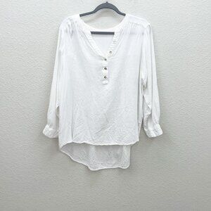 Jane + Delancey White Long Sleeve Hi Lo Tunic Top Shirt Womens size 1X
